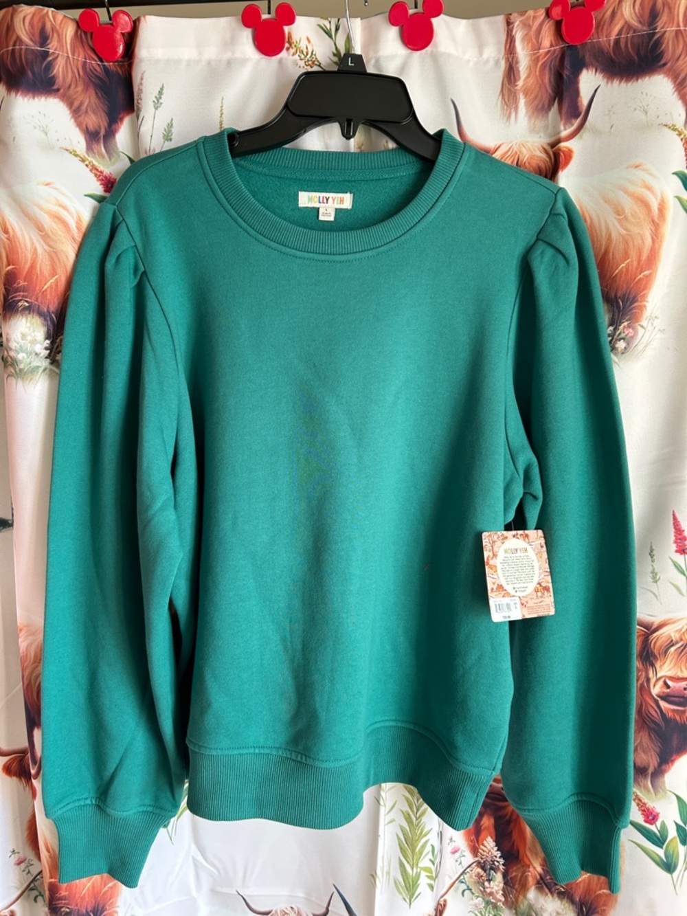 Molly Yeh Crew Neck Puff Sleeve Fleece Sweater